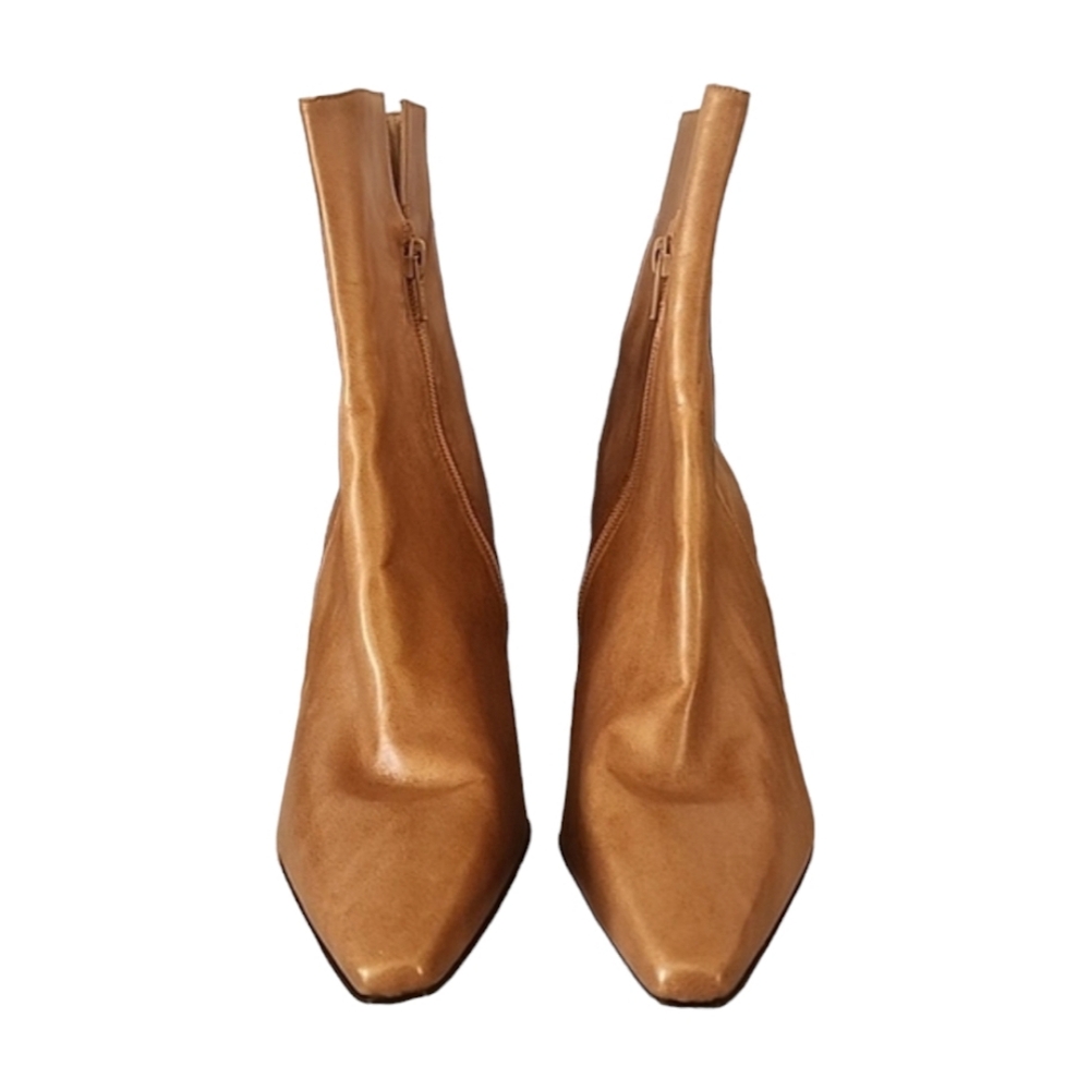 STUART WEITZMAN VINTAGE Metallic Gold Leather Boots 9.5 Pointed Toe Heel RARE - Picture 4 of 17
